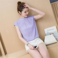 2016雪纺衫短袖女夏新款韩版宽松显瘦大码上T恤