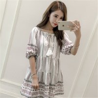 2016夏装新款甜美淑女名族风棉麻连衣裙女