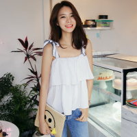 2016韩版手工编织吊带上衣女