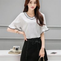 2016夏新款喇叭袖棉麻t恤短裙连衣裙修身两件套装裙a字裙女