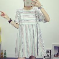 2016夏装学院风短袖甜美娃娃裙小清新孕妇装棉麻连衣裙女
