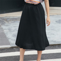 2016夏女高开衩不规则松紧腰雪纺开叉中长款半身裙