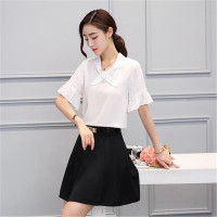 2016新款雪纺宽松大码蝴蝶结加休闲韩版半身裙套装连衣裙