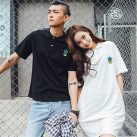 2016韩版情侣装夏装短袖T恤仙人掌上衣学生女中长款连衣裙