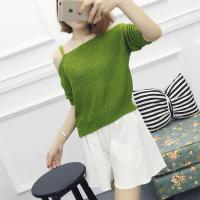 2016女士宽松吊带宽松T恤短款镂空针织衫