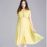 2016夏装新款高腰开叉娃娃雪纺连衣裙孕妇装女