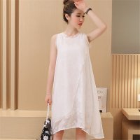 2016新款夏季大码女装打底背心A字裙无袖宽松中长款连衣裙