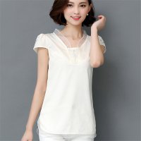 2016短袖T恤 夏装 半袖 刺绣 雪纺衫 宽松打底衫女