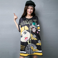 2016休闲T恤时尚潮流中长款亮片猴子宽松大T裙