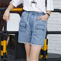 2016夏装新款时尚港版水洗牛仔阔腿五分裤女短裤宽松休闲中裤