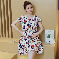 2016夏装玫瑰花夏季中长款孕妇连衣裙