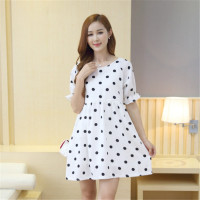 2016新款时尚韩版圆点雪纺外出哺乳裙哺乳连衣裙