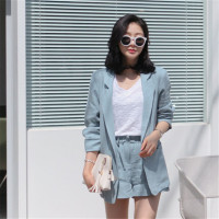 2016时尚休闲女穿得又潮又美木耳边短裤或气质或干练西装两件套