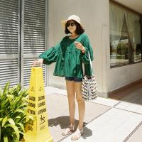 2016女装新款淑女气质纯色娃娃衫灯笼袖衬衫