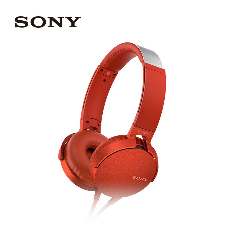 Sony/索尼 MDR-XB550AP 头戴式立体声免提通话耳机 红色
