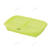 日本进口 肥皂盒 皂盒 香皂盒 沥水盒 双格肥皂盒2110绿色