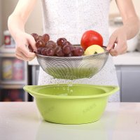 日本 沥水篮双层洗菜篮不锈钢篮子洗菜盆果蔬清洗筛子水果篮