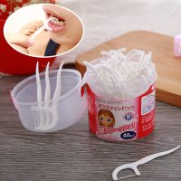 日本 牙线 牙签 牙线棒 扁线超细 随身剔牙线 牙缝刷40枚入