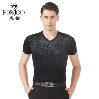 虎都 男士T恤2016年夏季商务休闲V领T恤