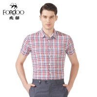虎都 男士衬衫2016夏季短袖条纹商务衬衫