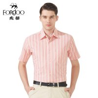 虎都 男士衬衫商务休闲条纹短袖衬衫经典夏季款