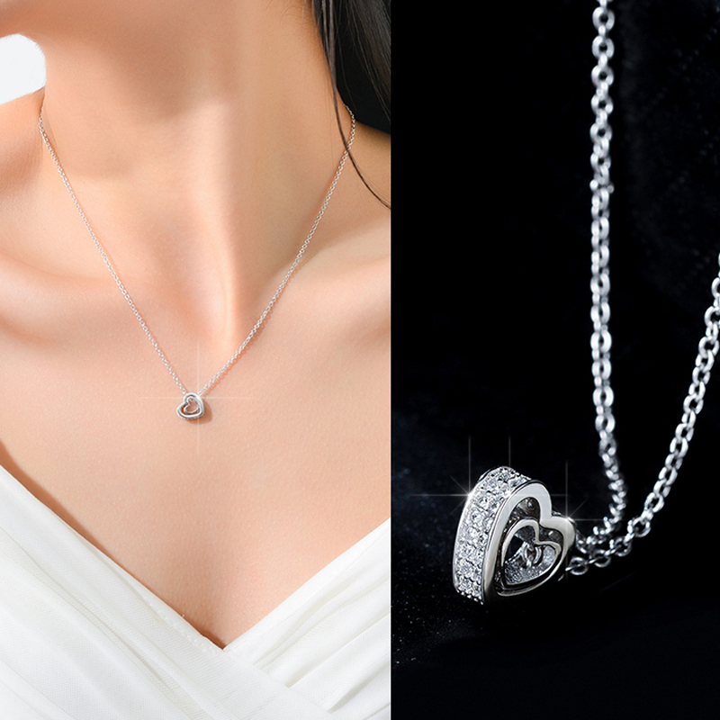 心形项链女士银项链锁骨链女款吊坠时尚配饰劲链首饰品生日礼物送女友