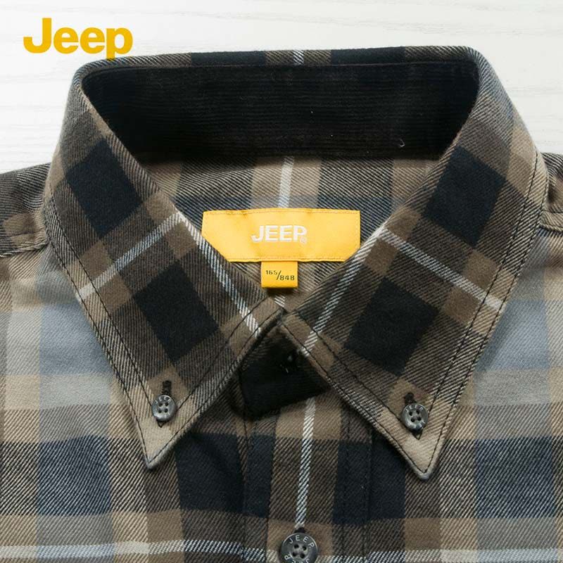 JEEP/吉普秋冬款男士商务休闲格子长袖衬衫JW13WH051图片