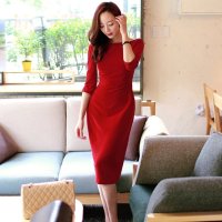 雅泊妮韩国 气质修身显瘦 包臀宽松连衣裙 女装