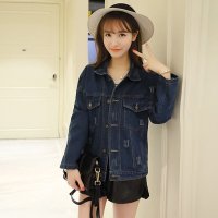 雅泊妮2016春季时尚新款磨烂复古宽松牛仔短外套