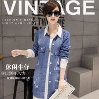 雅泊妮#2016新款韩版女装潮中长款衬衣 春秋装休闲牛仔薄外套实拍6835
