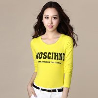 雅泊妮2016印花长袖t恤女长袖修身显瘦女士大码上衣体恤-8879