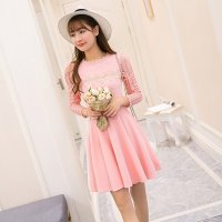 雅泊妮 2016春夏新款韩版小香风气质甜美针织连衣裙打底裙11540