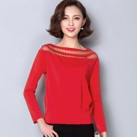 雅泊妮2016春装新款T恤韩版网纱镂空宽松小衫上衣女-1806