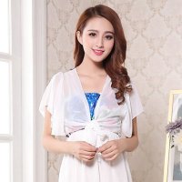 雅泊妮2016新款甜美百搭蝴蝶飞飞袖小披肩短款雪纺清凉透气防晒衫小外套-6581