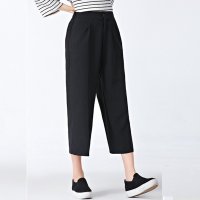 雅泊妮2016春夏新款韩版高腰阔腿裤宽松七分裤大码休闲裤直筒女-6875