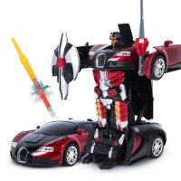 美致 布加迪威龙 遥控车 变形玩具 金刚机器人模型 遥控汽车 男孩儿童玩具 红色带剑型遥控器