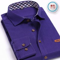 骆菲诗2015秋冬新款男士春款时尚斜纹磨毛长袖衬衫 欧美风简约衬衫