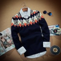 骆菲诗2015秋季新款长袖日系男式毛衣 V领套头男士针织衫