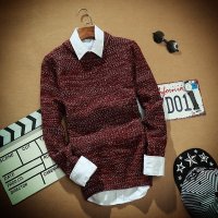 骆菲诗2015新款秋冬圆领套头加厚男式毛衣男式针织衫 6001款
