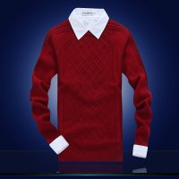 骆菲诗2015新款秋冬男士编织线衫修身圆领套头潮男加厚毛衣男式休闲毛衣 820款