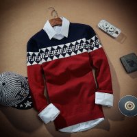 骆菲诗2015 秋季新款 青年男士韩版时尚休闲V领百搭毛衣修身毛衫 6017款