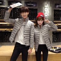 骆菲诗 2015秋冬新款男士轻薄款情侣羽绒服女短款修身立领男女款外套 棉服