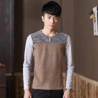 骆菲诗2016新款男装男式长袖T恤男拼接 青少年时尚t恤HENGT款