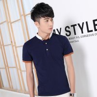 2016夏季新款男士纯棉T恤时尚修身翻领t恤男纯棉韩版男装