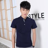 骆菲诗新款男士短袖T恤翻领纯棉春款修身 休闲男装上衣服T恤038款