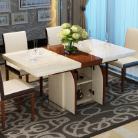 欧尚杰 钢化玻璃餐桌伸缩小户型折叠餐桌现代简约餐桌椅组合4人桌子餐桌