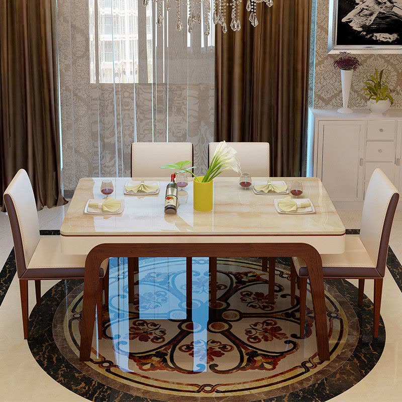 欧尚杰 小户型餐桌 钢化玻璃餐桌椅组合 抽屉储物餐桌图片