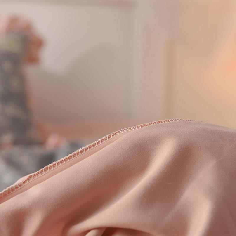 珀金家纺床上四件套针织床单式斜纹印花套件小清新被套四件套床上用品1.5/1.8米床单图片