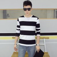 尊首(ZUNSHOU)2016春季新款男士大码衣服t恤打底衫男韩版男士长袖T恤男圆领修身长袖体恤男装