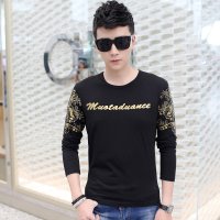 尊首（ZUNSHOU) 2016春季新款 t恤男韩版男士长袖t恤男圆领修身男潮款